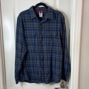 The North Face Blue and Gray Plaid Shirt